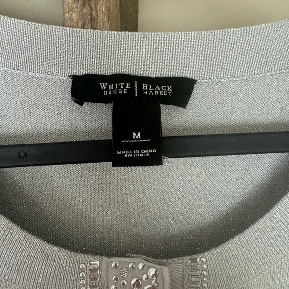 NWOT White House Black Market Silver Embellished Cardigan - Picture 4 of 9